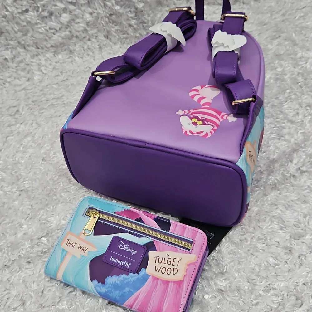 Loungefly Alice In Wonderland Wicheshire Cat Mini Backpack And Wallet Set